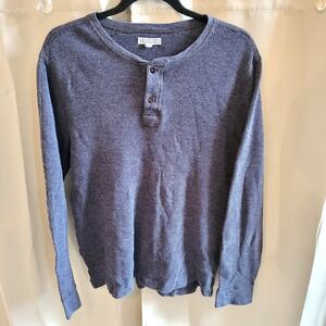 Wallace Barnes Mens Thermal Shirt Medium Blue Henley Long Sleeve Outdoors 16114x